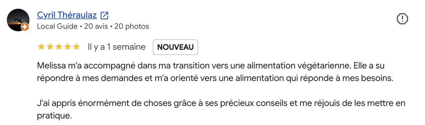 Avis Google sur To bee Nutrition