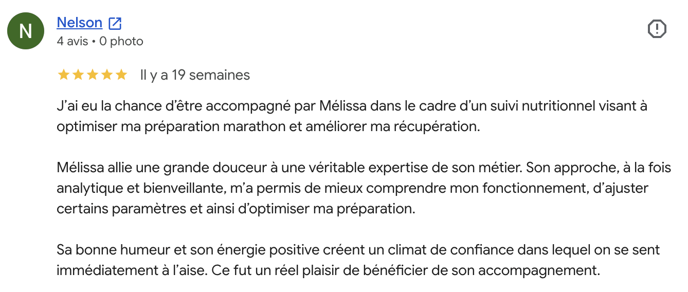 Avis Google sur To bee Nutrition
